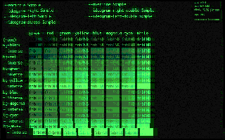 The Matrix cinema effect preset applied to an rbterm terminal